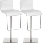 CLP 2er Set Barhocker Limon Kunstlederbezug Wei&szlig;/Edelstahl