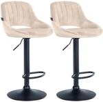 CLP 2er Set Barhocker Milet Samt Metall Matt Schwarz/Creme