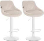 CLP 2er Set Barhocker Lazio Samt Creme/Wei&szlig;