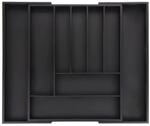 Relaxdays Besteckkasten Bambus MDF Schwarz Ausziehbar Verstellbar 5 cm x 33,5 cm x