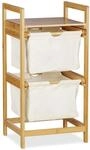 Relaxdays W&auml;schekorb Bambus Natur Wei&szlig; mit 2 Schubladen Ausziehbar 73 cm x 37 cm x