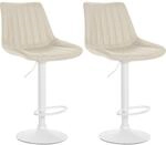 CLP 2er Set Barhocker Toni Kunstleder Metall Matt Weiss/Creme