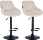 CLP 2er Set Barhocker Lazio Samt Creme/Schwarz