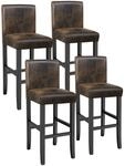 Tectake Barhocker Gepolstert Mit R&uuml;ckenlehne Bezug Aus Kunstleder 4Er Set 41 x 40 x