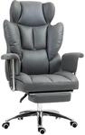 HOMCOM B&uuml;rostuhl Mikrofaserstoff Schaumstoff Dunkelgrau 74L x 65B x 120-128H cm