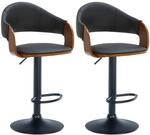 CLP 2er Set Barhocker Nilse Kunstleder Metall Matt Schwarz/Walnuss/Schwarz