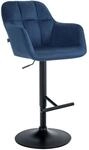 CLP Barhocker Natoma Samt Metall Matt Schwarz/Blau