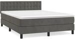 vidaXL Boxspringbett mit Matratze Dunkelgrau 140x200 cm Samt1399197