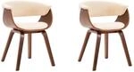 vidaXL Esszimmerst&uuml;hle 2 Stk Creme Bugholz und Kunstleder 278724
