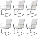 vidaXL Freischwinger 6 Stk Wei&szlig; Kunstleder 270165