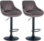 CLP 2er Set Barhocker Lazio Samt Grau/Schwarz