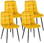 CLP 4er Set Esszimmerst&uuml;hle Antibes Samt Gelb