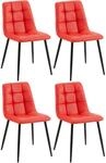 CLP 4er Set Esszimmerstuhl Antibes Kunstleder Rot