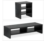 Relaxdays Monitorst&auml;nder mit Ablagen Spanplatte Schwarz 28 cm x 75,5 cm x 20 cm