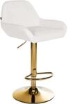 CLP Barhocker Braga Gold Kunstleder Wei&szlig;