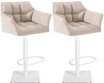 CLP 2er Set Barhocker Damaso Stoffbezug Elfenbein/Wei&szlig;