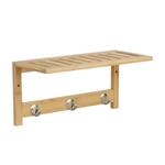 Relaxdays Wandregal Bambus Natur mit Hakenleiste 18 cm x 37,5 cm x 16 cm 0,6 kg