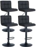 CLP 4er Set Barhocker Feni Kunstleder Metall Matt Schwarz/Schwarz