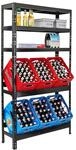 PROREGAL Getr&auml;nkekistenregal Bodensee 6 Kisten mit 3 Ablagen Schwarz HxBxT 180...