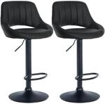 CLP 2er Set Barhocker Milet Kunstleder Metall Matt Schwarz/Schwarz