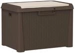 vidaXL Gartentruhe mit Sitzkissen Braun 125 L PP