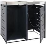 MCW 1er-M&uuml;lltonnenbox mit Holzlager H40 Anthrazit 125x130x80cm