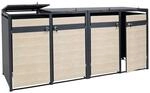 MCW 4er M&uuml;lltonnenverkleidung J82 Buche-Holzoptik Hellbraun 117x264x80cm