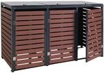 MCW 3er-M&uuml;lltonnenverkleidung K14 3x120l Walnuss-Holzoptik 119x205x84cm