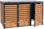 MCW 3er-M&uuml;lltonnenverkleidung K14 3x120l Teak-Optik 119x205x84cm