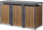 Ml-Design M&uuml;lltonnenbox 3Er 240L 200x80x120 cm Anthrazit-Holzoptik