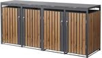Ml-Design M&uuml;lltonnenbox 4er 240L 264x80x120 cm Anthrazit-Holzoptik