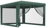 vidaXL Partyzelt mit 4 Mesh-Seitenw&auml;nden Gr&uuml;n 3x4 m HDPE
