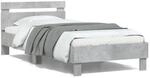 vidaXL Bettgestell mit Kopfteil und LED-Leuchten Betongrau 100x200 cm 838711