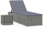 vidaXL Sonnenliege mit Auflage und Teetisch Poly Rattan Grau Kissen-Farbe ...