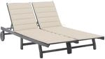 vidaXL 2-Personen-Sonnenliege mit Auflage Grau Akazie Massivholz Beige