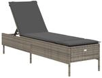 vidaXL Sonnenliege mit Auflage Grau Poly Rattan 198 x 55 x 39/50/62/75/88/97 cm