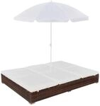 vidaXL Outdoor-Loungebett mit Sonnenschirm Poly Rattan Braun