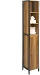 SoBuy Badschrank mit 3 offenem F&auml;chern und 1 T&uuml;r Holz Metall Braun BZR62-PF