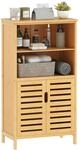 Kleankin Badezimmerschrank Bambus Naturholz 50L x 29B x 92H cm