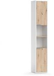 Vicco Badschrank Henri Wei&szlig; 30 x 165 cm mit T&uuml;ren und Offenen F&auml;chern