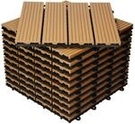 ECD Germany WPC Terrassenfliesen 30x30 cm 11Er Spar Set Teak in Holzoptik