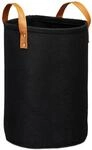 Relaxdays W&auml;schekorb Filz Schwarz Tragbar Faltbar 45 cm x 30 cm 300 g