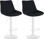 CLP 2er Set Barhocker Toni Stoff Metall Matt Weiss/Schwarz