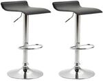 CLP 2er Set Barhocker Dyn V2 Kunstleder Schwarz/Chrom