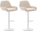 CLP 2er Set Barhocker Braga Stoff Creme/Wei&szlig;