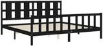 vidaXL Massivholzbett mit Kopfteil Schwarz 200x200 cm 3192255