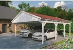 Skan Holz Carport Fichtelberg 618 cm x 808 cm Rote Schindeln Wei&szlig;
