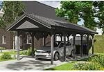 Satteldach-Carport Wallgau Schiefergrau 380 x 900 cm Dachlattung