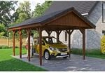 Satteldach-Carport Wallgau Nussbaum 430 x 600 cm Dachlattung