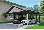 Satteldach-Carport Wallgau Schiefergrau 620 x 600 cm Dachlattung